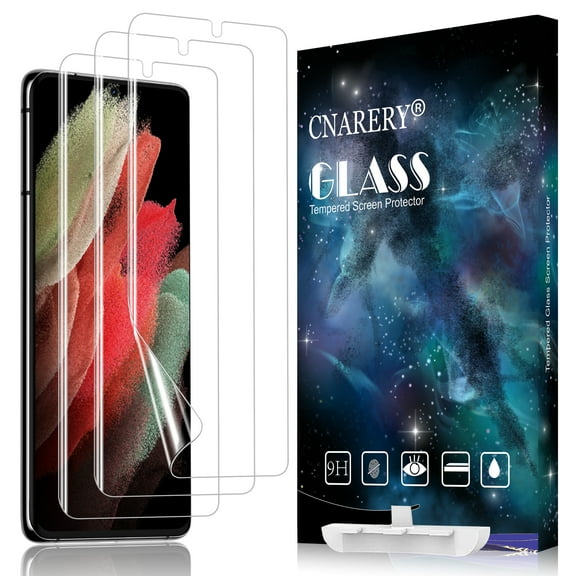 [3 Pack] Cnarery Screen Protector for Galaxy S21 Ultra, [Flexible TPU Film] [Not Glass] [Fingerprints Sensor Compatible] [Case Friendly] Screen Protector for Samsung Galaxy S21 Ultra