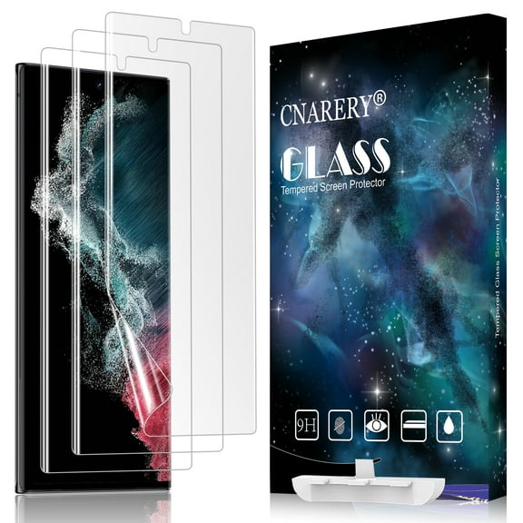[3 Pack] Cnarery Screen Protector for Galaxy S22 Ultra, [Flexible TPU Film] [Not Glass] [Fingerprints Sensor Compatible] [Case Friendly] Screen Protector for Samsung Galaxy S22 Ultra