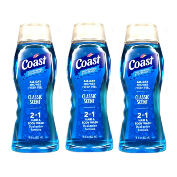 3 Pack Coast Classic Scent Hair & Body Wash 18oz Each