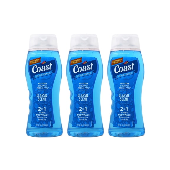 3 Pack Coast Classic Scent Hair & Body Wash 18oz Each