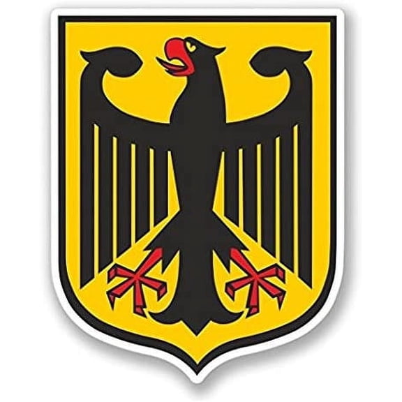 3 Pack - Coat of Arms German Eagle Vinyl Sticker Decal - Sticker Graphic - Construction Toolbox, Hardhat, Lunchbox, Helmet, Mechanic, Luggage