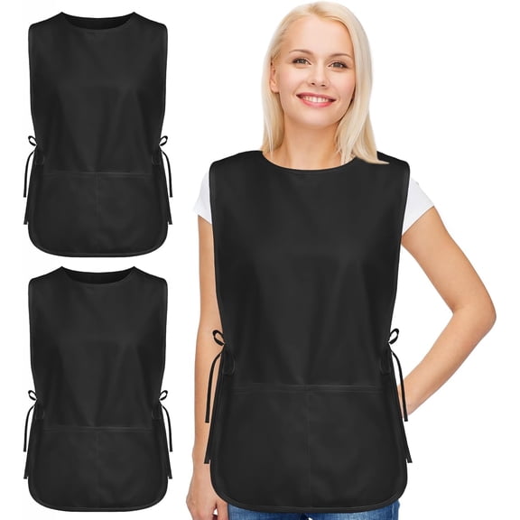 3 Pack Cobbler Aprons for Women and Men, Smock Aprons with 2 Pockets, Waterproof Cleaning Apron for Cooking, Baking