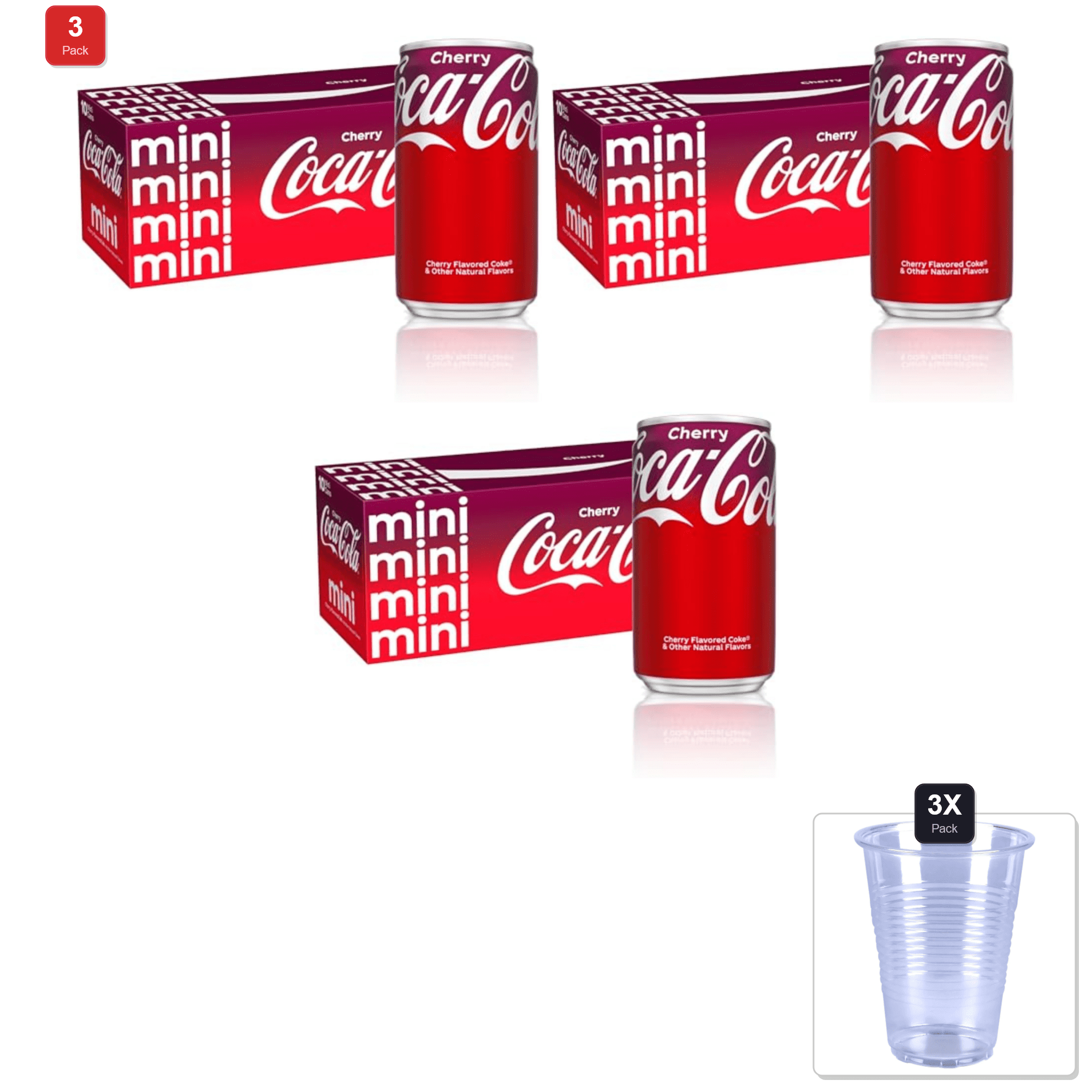 1 Pack | Coca-Cola Cherry Can, 7.5 Fl Oz & 3x 9oz Disposable