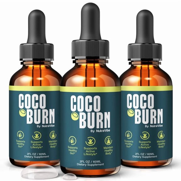 (3 Pack) Coco Burn  Natural Daily Liquid Formula Designed to Align with Fitness Goals, Support an Active Lifestyle & Body Balance | Just a Few Drops for a Fit-Focused Routine (90 Servings)