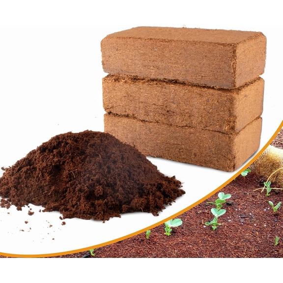 3-Pack Coco Coir Bricks, Premium Organic Peat Moss Mix for Plants, Low EC & pH Balance, Fiber Coconut Husk. Ideal for Gardening, Potting Soil & Substrate