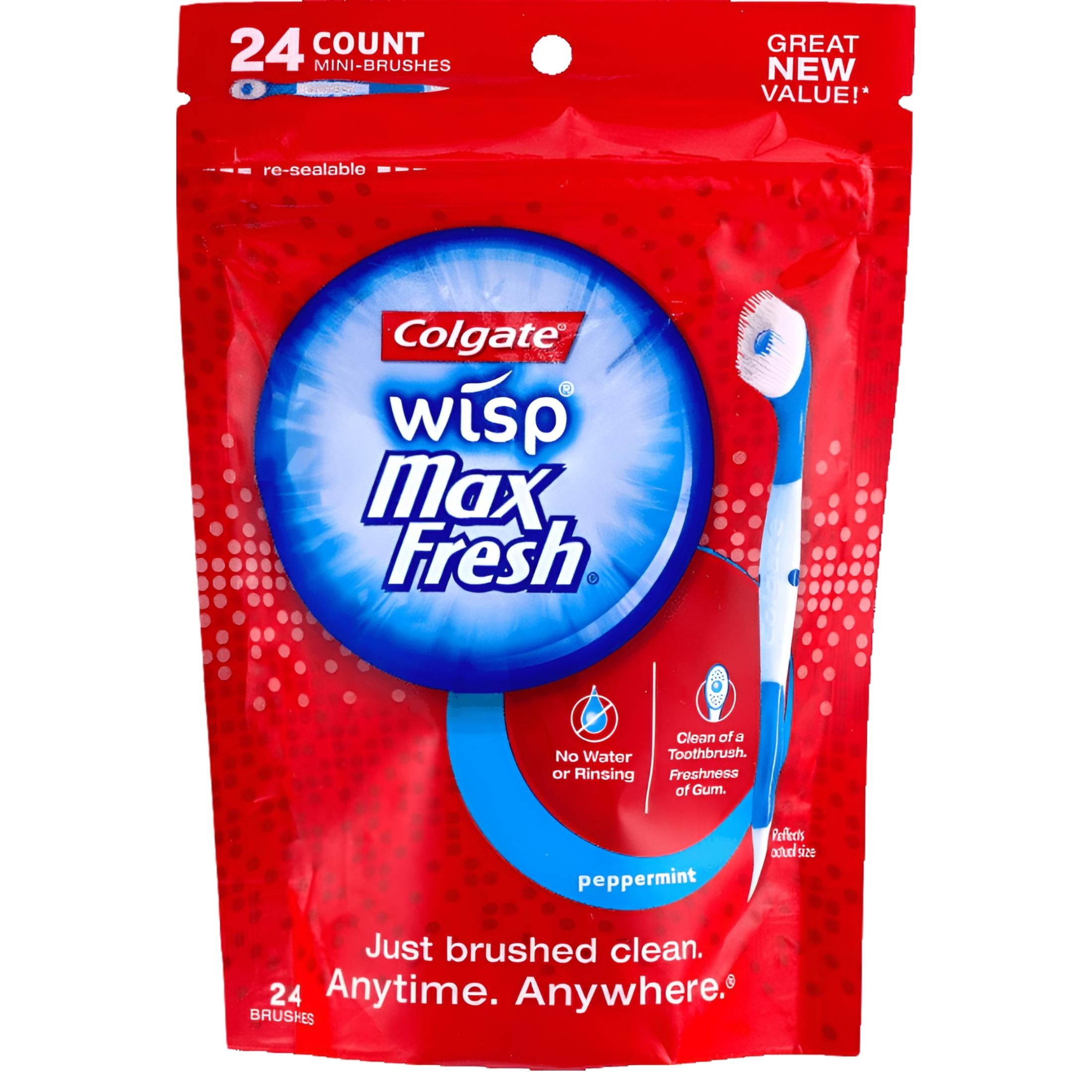 3 Pack - Colgate Max Fresh Wisp Disposable Mini Toothbrush, Peppermint, 24 Count x 3