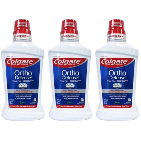 3 Pack - Colgate Phos-Flur Anti-Cavity Fluoride Rinse, Cool Mint 16.9 fl oz Each