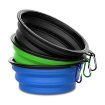 3 Pack Collapsible Bowls,Dog Bowl Portable for Cats Dogs, Foldable Pet Feeding Watering Silicone Dish with 3 Carabiners,for Traveling Camping Walking,Home Use,600ML(Black Blue Green)