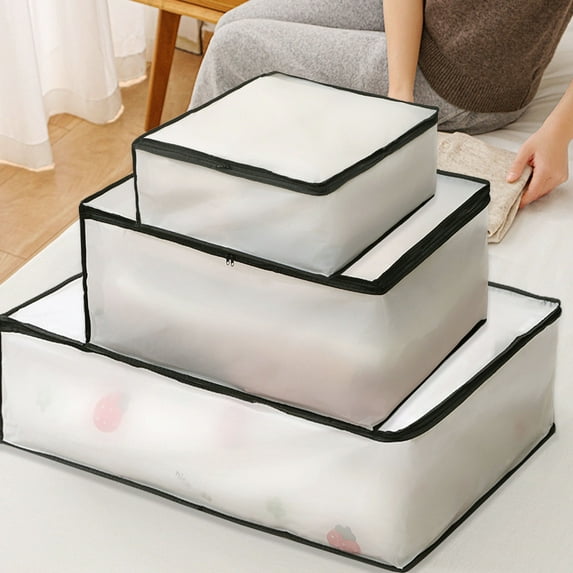 3-Pack Collapsible Closet Storage Bag, 3 Size Moving Duffel Bag for Blanket Comforter Quilt Bedding Clothes Under Bed Organizers and Storage