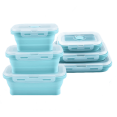 thumbnail image 1 of 3 Pack Collapsible Food Storage Containers with Lid Foldable Rectangle Storage Bowl Silicone Food Bow for Lunch Rv Accessories Microwave Freezer Safe(Blue), 1 of 7