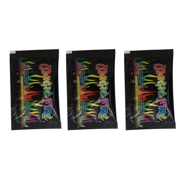 3 Pack Color Changing Fire Packets (10g Each), Unopened Throw-In Colorful Flame Powder, 30+ Mins Rainbow Flames for Campfire, Backyard Fire Pit