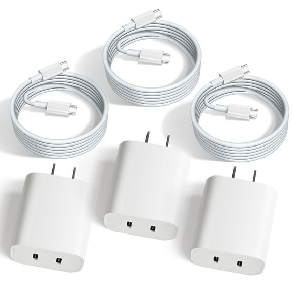 For iPhone 17 Charger Fast Charging, 3-Pack 40W PD Dual Port USB-C Wall Charger with 6FT Cable for iPhone 16/15 Series & iPad