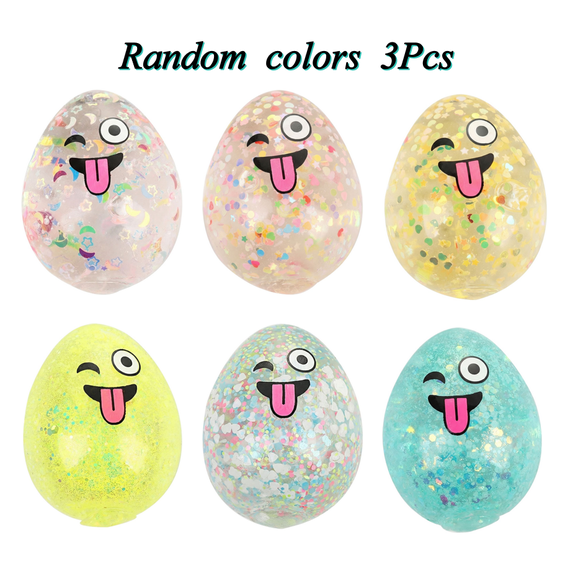 3-Pack Colorful Easter Egg Squeeze, Soft Maltose Texture Slow-Rise Toys, Perfect for Basket Stuffing & Party Favors (3Pcs, Random Color)