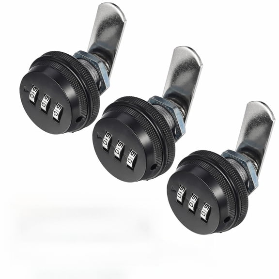 3 Pack Combination Cabinet Cam Lock Password Coded Lock with 3/4" Cylinder and Chrome Finish, Security Combi-Cam Lock for Cabinet Filing Drawers Mailbox