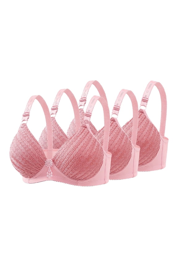 3-Pack Comfort Bras for Women Wireless Everyday Bralette, Soft Cup Bra with Adjustable Straps in Blush Pink, Sizes 36-42 B/C Cup,Size 42