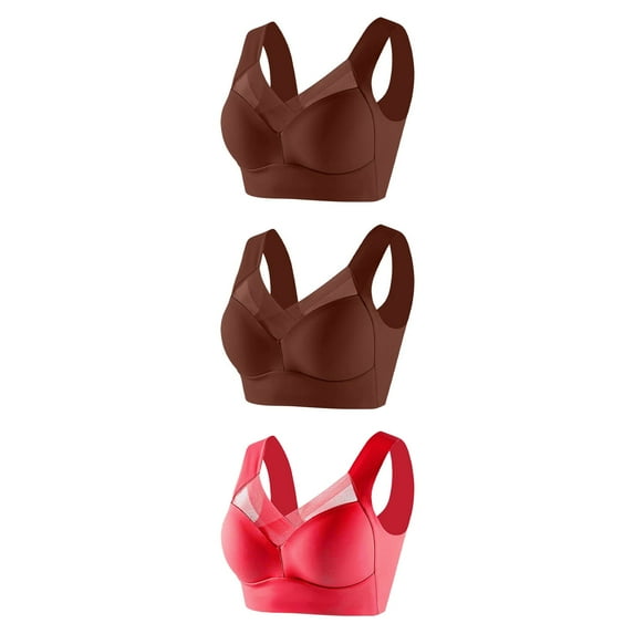 3 Pack Comfortable Plus Size Bralettes for Older Women Push up Underwire Lingerie High Support Sports Bras