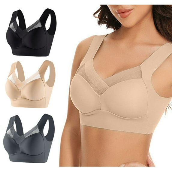 3 Pack Comfortable Wireless T Shirt Bra Seamless No Show Full Coverage Bras for Women