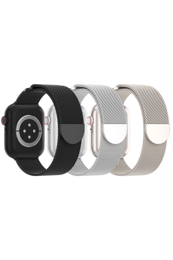 3 Pack Compatible with Apple Watch Bands for Women Men 40mm 41mm 38mm 42mm 44mm 45mm 49mm 46mm Series 10 9 8 7 6 5 4 3 2 1 Ultra SE,Stainless Steel Metal Strap Magnetic Clasp for iWatch Bands