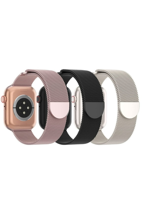 3 Pack Compatible with Apple Watch Bands for Women Men 40mm 41mm 38mm 42mm 44mm 45mm 49mm 46mm Series 10 9 8 7 6 5 4 3 2 1 Ultra SE,Stainless Steel Metal Strap Magnetic Clasp for iWatch Bands
