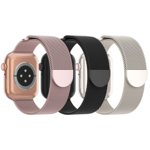3 Pack Compatible with Apple Watch Bands for Women Men 40mm 41mm 38mm 42mm 44mm 45mm 49mm 46mm Series 10 9 8 7 6 5 4 3 2 1 Ultra SE,Stainless Steel Metal Strap Magnetic Clasp for iWatch Bands