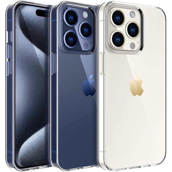3 Pack Compatible with Crystal Clear iPhone 15 Pro Max Case.Soft Slim Fit Transparent Plastic TPU Protective Silicone Cover Phone Cases for iPhone 15 Pro Max [Slim Thin & Comfort Grip]