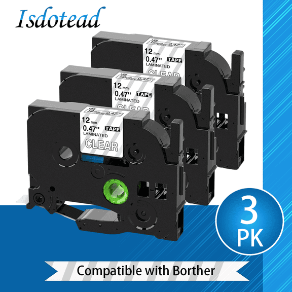 3-Pack Compatible Label Tape Replacement for TZe-135 Compatible with Brother 12mm 0.47 Laminated White Clear for Brother PTouch PT-D210 D220 D200 H110 D400 D410 1880 Label Maker