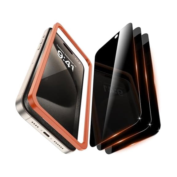 3 Pack Compatible for iPhone 15 Pro Max Privacy Screen Protector Tempered Glass, Anti Spy Privacy Screen for iPhone 15 Pro Max 6.7 Inch Accessories, Case Friendly Film, Easy Installation Tool