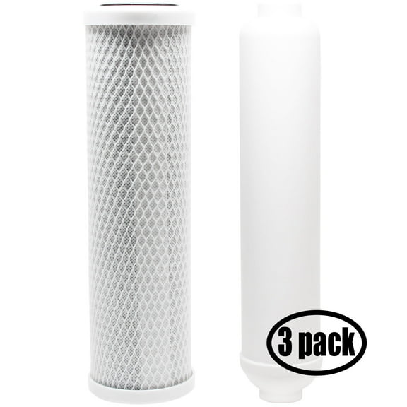 3-Pack Compatible with Filter Kit for Rainsoft 9590-T RO System - Includes Carbon Block Filter & Inline Filter Cartridge - Denali Pure Brand
