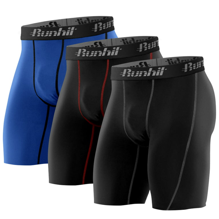 3 Pack: Compression Shorts Men Quick Dry Performance Underwear Spandex  Running Shorts Workout Athletic Shorts