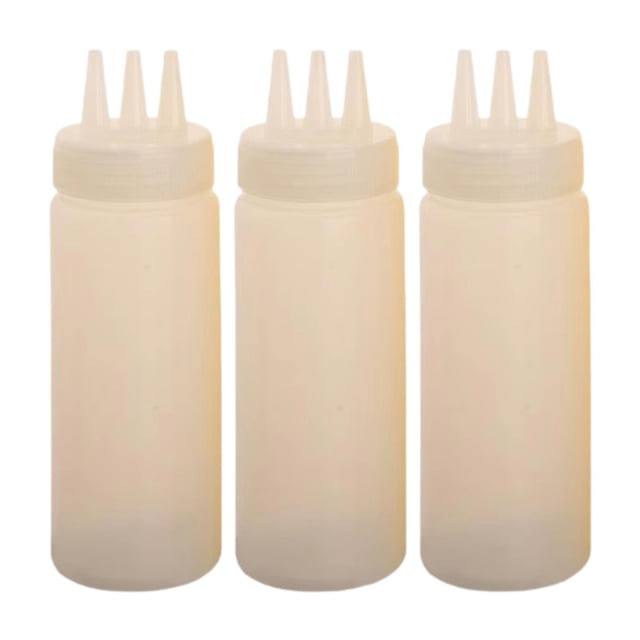 3 Pack Condiment Dispenser Bottles Refillable Large Capacity for Ketchup Mustard Honey Oil Pancake Decorating
