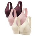 3 Pack Convenient Front Button Bra Sleep Bras Front Closure Everyday Sports Bras for Middle Aged