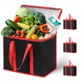 thumbnail image 1 of 3 Pack Cooler Food Delivery Bag, Insulated Grocery Bags Insulated Cooler Bag for Hot or Cold Food Delivery, Groceries, Travel, Shopping(Black & Red), 1 of 7