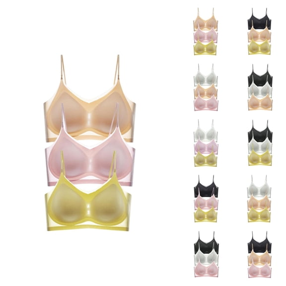 3 Pack Cooling Bras for Women Lightweight Seamless Racerback Push Up Minimizer Lifting Sports Bralettes Everyday Bra