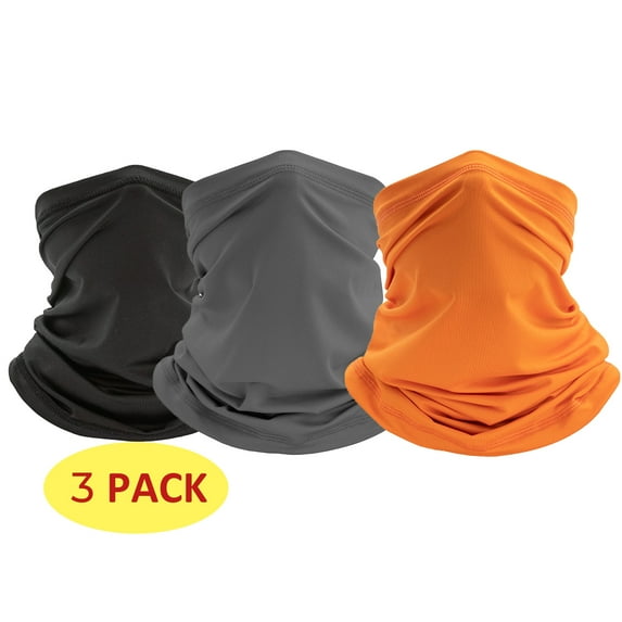3 Pack Cooling Neck Gaiter UV Protection Face Mask Outdoors Fishing Black Gray Orange