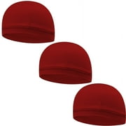 3 Pack Cooling Skull Cap Helmet Liner Sweat Wicking Cycling Running Hat for Men Women(58-60cm,Red)