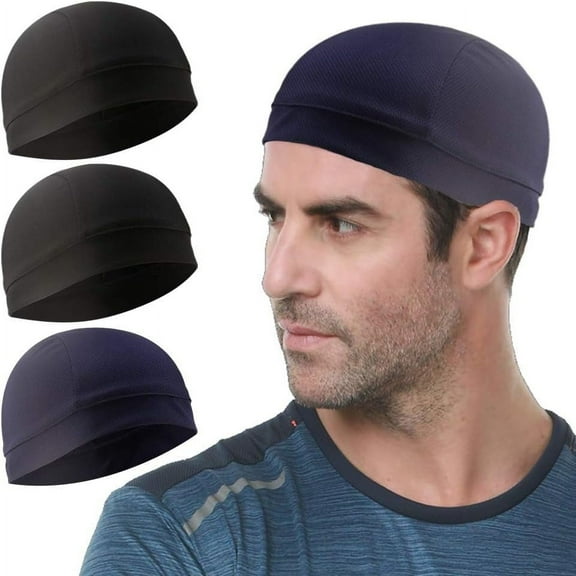 3 Pack Cooling Skull Cap Helmet Liner Sweat Wicking Cycling Running Hat for Men Women