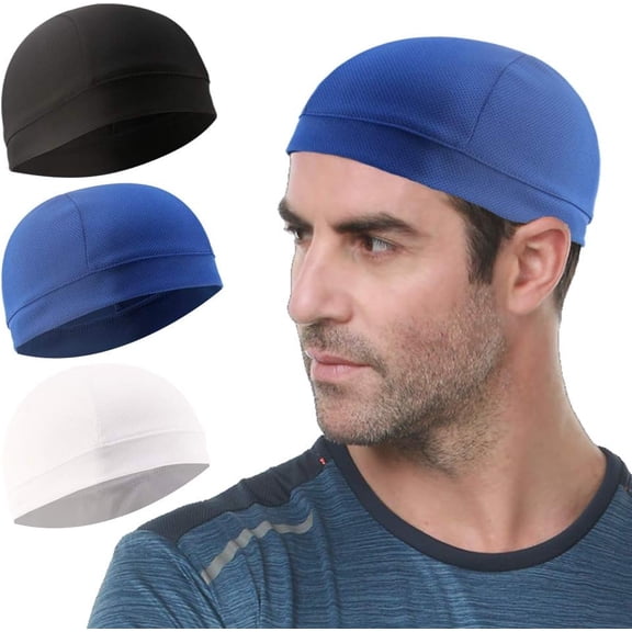 3 Pack Cooling Skull Cap Helmet Liner Sweat Wicking Cycling Running Hat for Men Women