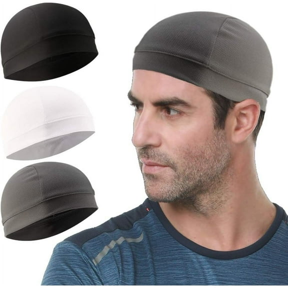 3 Pack Cooling Skull Cap Helmet Liner Sweat Wicking Cycling Running Hat for Men Women