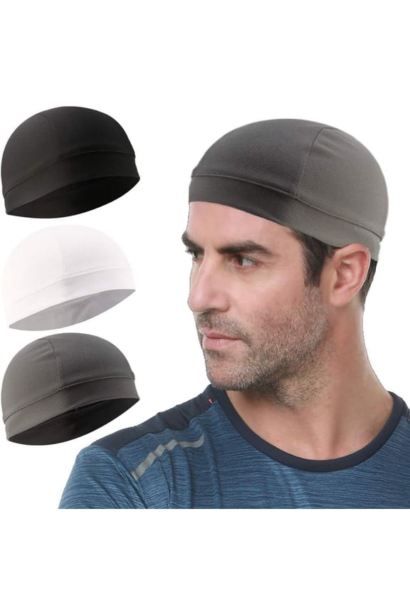 3 Pack Cooling Skull Cap Helmet Liner Sweat Wicking Cycling Running Hat for Men Women