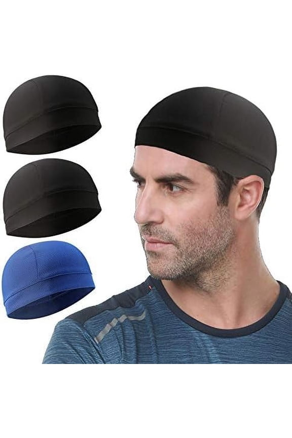 3 Pack Cooling Skull Cap Helmet Liner Sweat Wicking Cycling Running Hat for Men Women