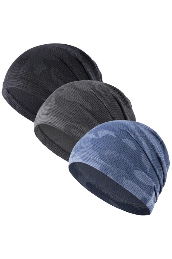 3-Pack Cooling Skull Caps for Men & Women - Breathable 3D Mesh Running Caps for Cycling, Gym & Summer & Winter