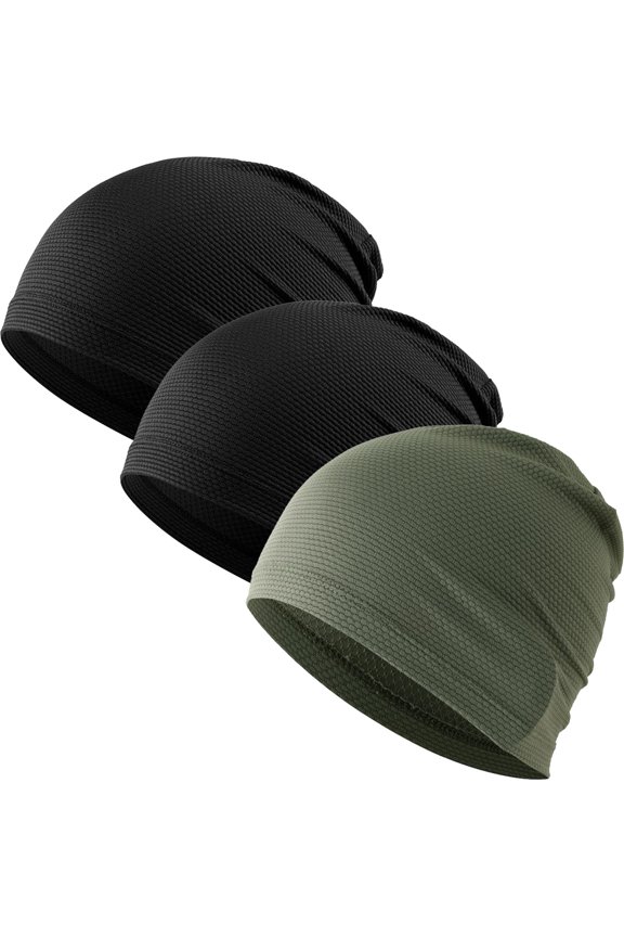 3-Pack Cooling Skull Caps for Men & Women - Breathable 3D Mesh Running Caps for Cycling, Gym & Summer & Winter