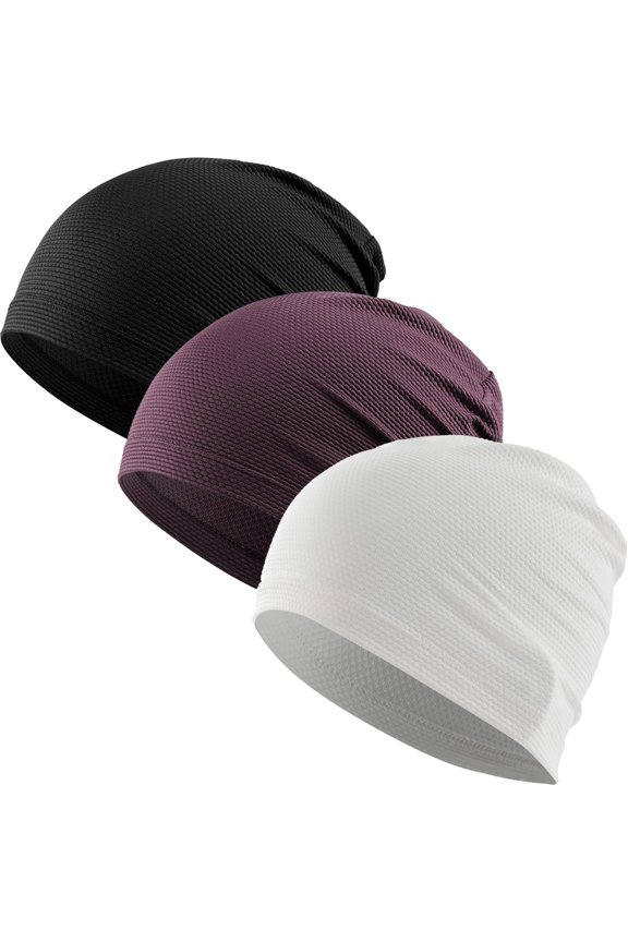 3-Pack Cooling Skull Caps for Men & Women - Breathable 3D Mesh Running Caps for Cycling, Gym & Summer & Winter