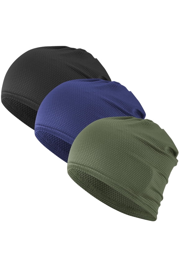 3-Pack Cooling Skull Caps for Men Women,Thin Breathable 3D Mesh Sport Cap for Running,Cycling,Gym Beanie Skull Cap