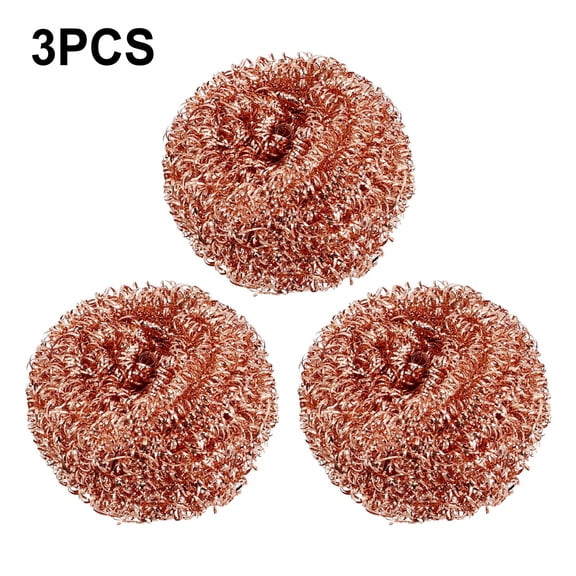 3-Pack Copper-Plated Wire Sponge Balls for Cleaning and Maintenance