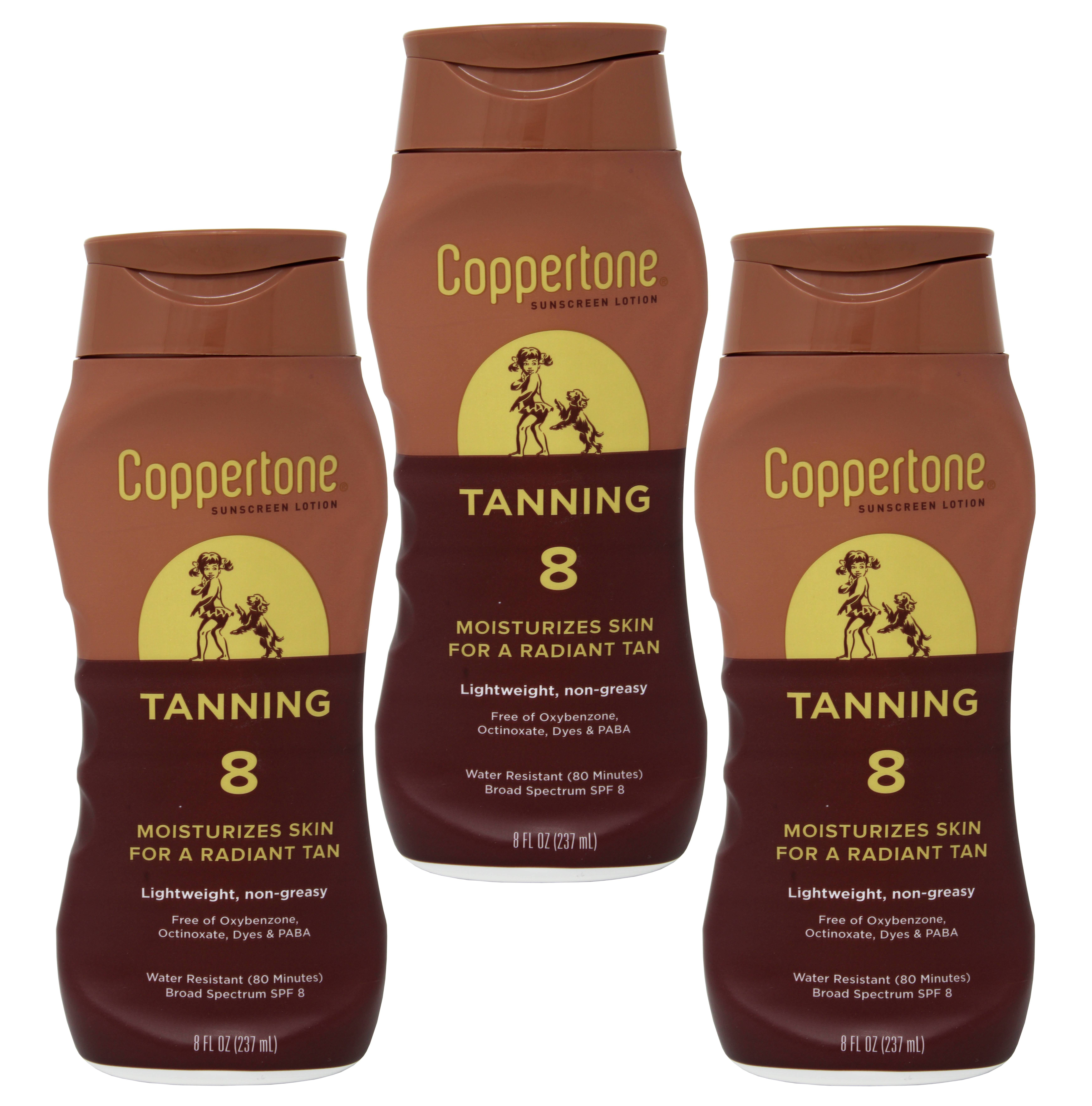 3 Pack Coppertone Tanning Sunscreen Lotion SPF8 8oz Each