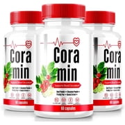 3 Pack Coramin Capsules, All-Natural Formula to Maintain Healthy Levels, Maximum Strength Supplement, Premium Blood Flow Support, Official Vitamin Pills, Cora min Capsulas Reviews 180 Capsules