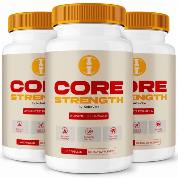 (3 Pack) Core Strength Capsules – Natural Joint Support Formula for Flexibility, Mobility & Confidence in Movement | Daily Formula for Comfort, Recovery & Active Lifestyle (180 Capsules)