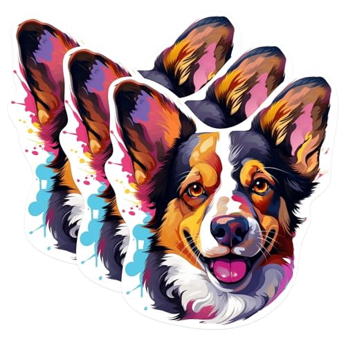 (3 Pack) Corgi Dog Decals - Colorful Animal Laptop Decal - Pet Lover Gifts - 3 Inches On Longest Side - Easy Peel & Apply - Made in USA - 3MCS0689
