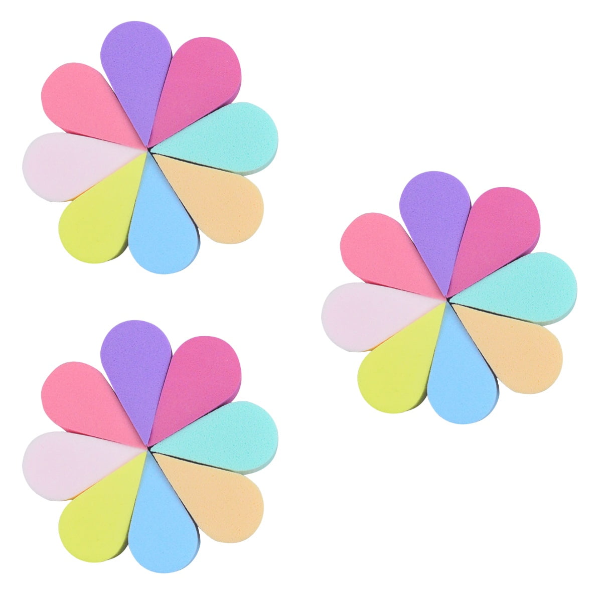 3 Pack Cosmetic Wedges Sponges Puff Petal Shape All Skin Types